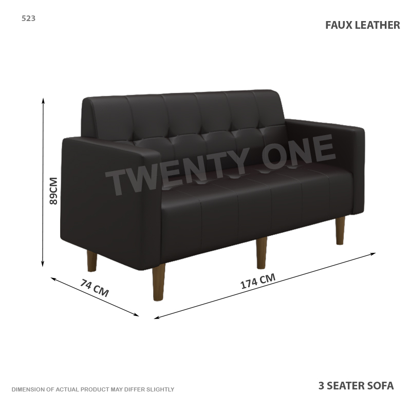 523 3S  Faux Leather Sofa 1 B